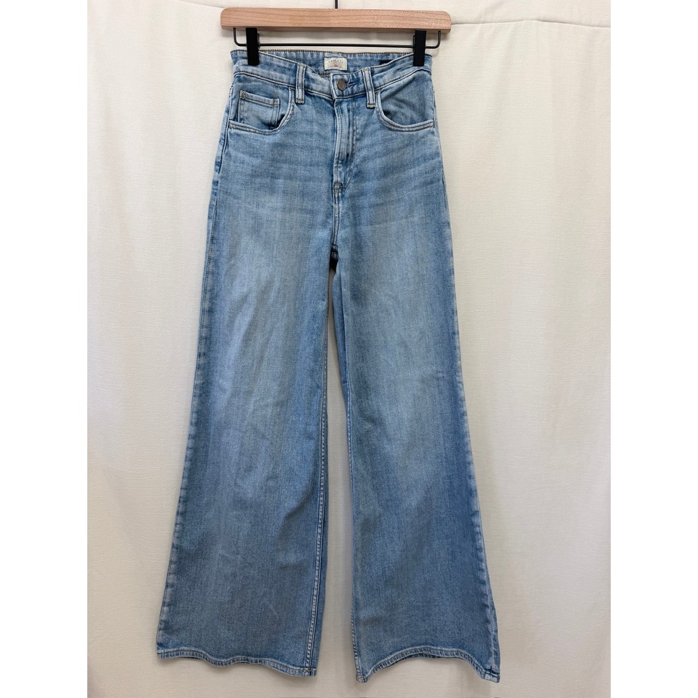 Faherty Saturday High Rise Wide Leg Jeans Light Wash Size 25 Organic Cotton